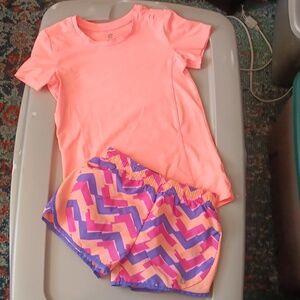 Two-piece soft tee and running shorts